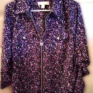 Michael Kors floral print zip up top